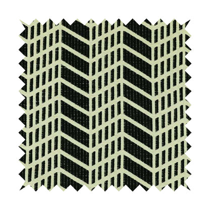 Chevron Theme Pattern Black Beige Colour Soft Chenille Furnishing Fabric JO-1186 - Roman Blinds