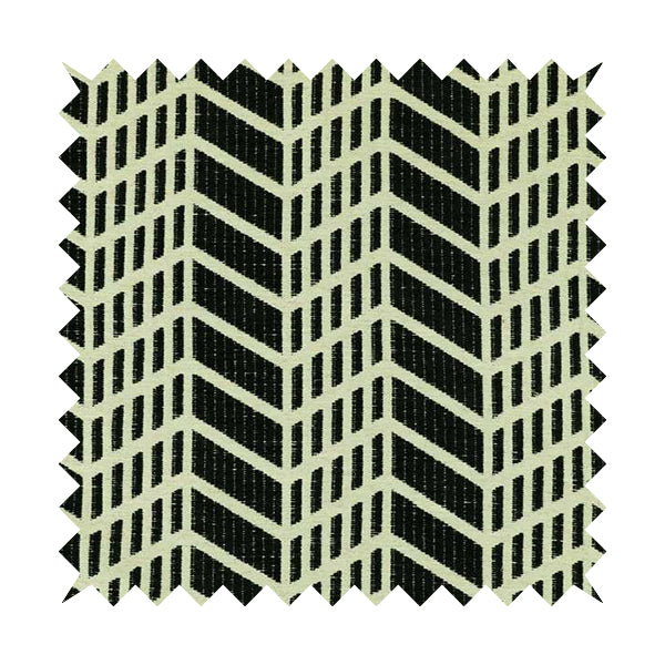 Chevron Theme Pattern Black Beige Colour Soft Chenille Furnishing Fabric JO-1186 - Handmade Cushions