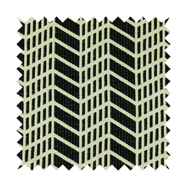 Chevron Theme Pattern Black Beige Colour Soft Chenille Furnishing Fabric JO-1186 - Made To Measure Curtains