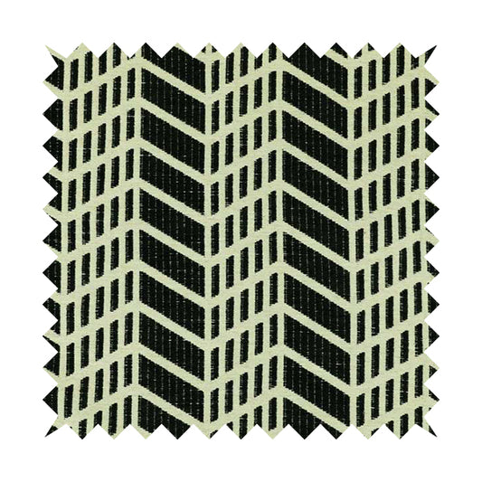 Chevron Theme Pattern Black Beige Colour Soft Chenille Furnishing Fabric JO-1186