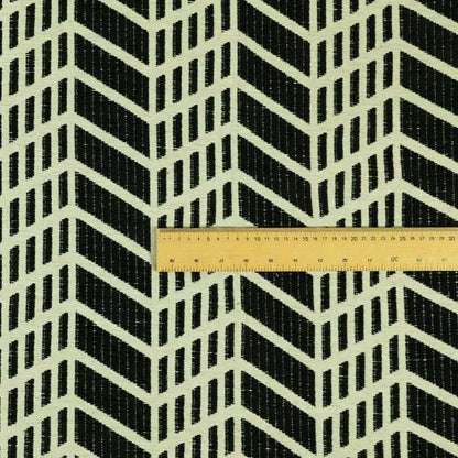 Chevron Theme Pattern Black Beige Colour Soft Chenille Furnishing Fabric JO-1186 - Roman Blinds