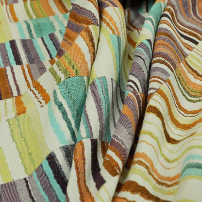 Geometric Modern Pastel Coloured Tones Chenille Material Upholstery Fabric JO-1187 - Roman Blinds