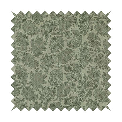 Grey Brown Coloured Floral Swirl Pattern Chenille Furnishing Upholstery Fabric JO-1189 - Roman Blinds