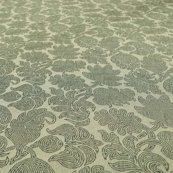 Grey Brown Coloured Floral Swirl Pattern Chenille Furnishing Upholstery Fabric JO-1189 - Roman Blinds