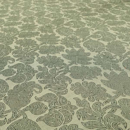 Grey Brown Coloured Floral Swirl Pattern Chenille Furnishing Upholstery Fabric JO-1189