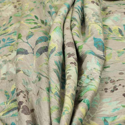 Soft Textured Velvet Floral Pattern Upholstery Fabrics In Grey Green Colour JO-1190