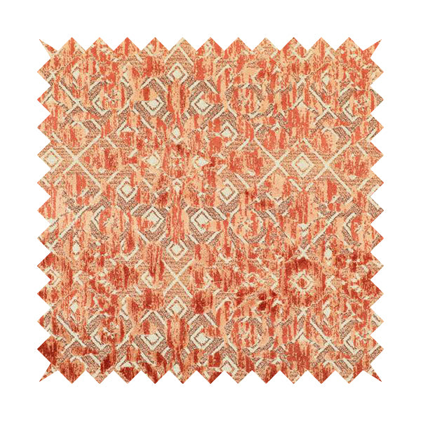 Burnt Orange Colour Raised Velvet Abstract Pattern Upholstery Fabric JO-1192 - Handmade Cushions