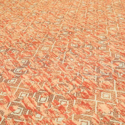 Burnt Orange Colour Raised Velvet Abstract Pattern Upholstery Fabric JO-1192 - Roman Blinds