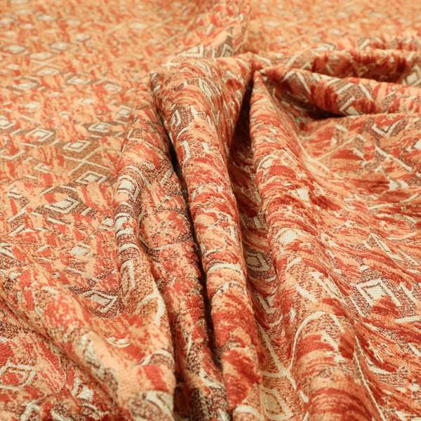 Burnt Orange Colour Raised Velvet Abstract Pattern Upholstery Fabric JO-1192 - Roman Blinds