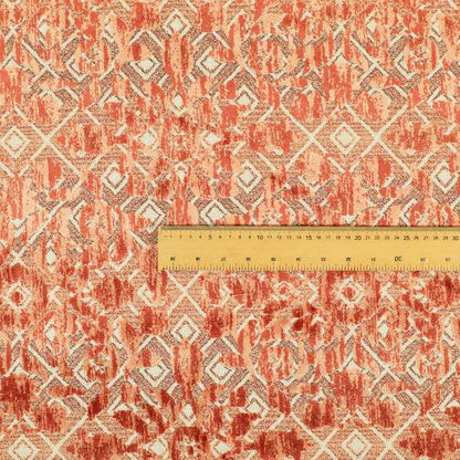 Burnt Orange Colour Raised Velvet Abstract Pattern Upholstery Fabric JO-1192 - Roman Blinds