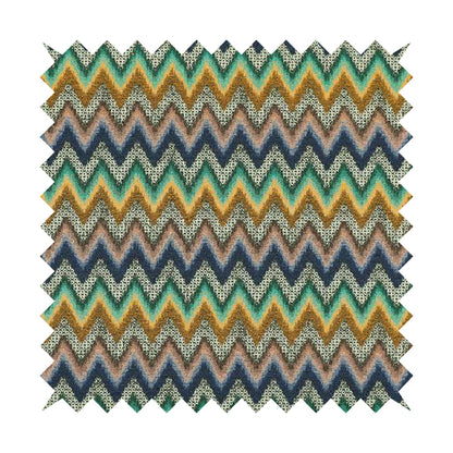 Colourful Orange Green Blue Chevron Striped Upholstery Furnishing Fabric JO-1195 - Made To Measure Curtains