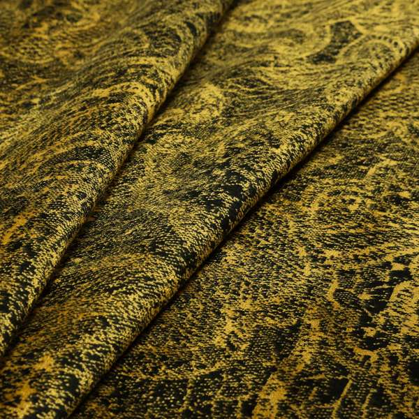 Floral Full Pattern Soft Velvet Black Yellow Gold Colour Upholstery Fabric JO-1197 - Roman Blinds