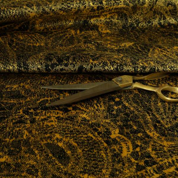 Floral Full Pattern Soft Velvet Black Yellow Gold Colour Upholstery Fabric JO-1197 - Roman Blinds