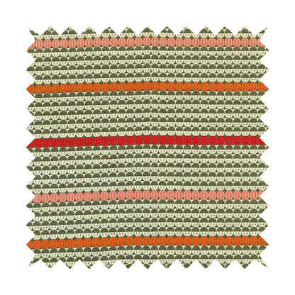 Horizontal Striped Pattern Brown White Orange Pink Red Colour Upholstery Fabric JO-1199 - Made To Measure Curtains