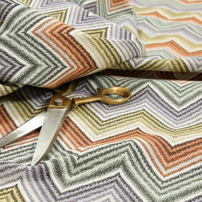 Furnishing Fabric White Green Orange Yellow Purple Colour Chevron Soft Chenille Fabric JO-120 - Roman Blinds