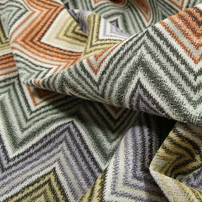 Furnishing Fabric White Green Orange Yellow Purple Colour Chevron Soft Chenille Fabric JO-120 - Made To Measure Curtains