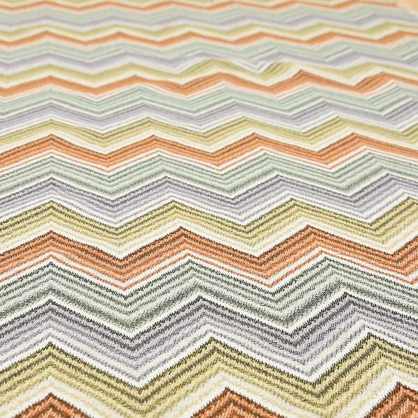 Furnishing Fabric White Green Orange Yellow Purple Colour Chevron Soft Chenille Fabric JO-120 - Roman Blinds