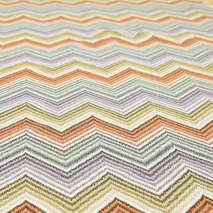 Furnishing Fabric White Green Orange Yellow Purple Colour Chevron Soft Chenille Fabric JO-120 - Made To Measure Curtains