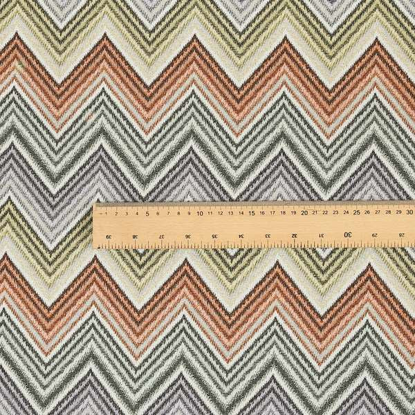 Furnishing Fabric White Green Orange Yellow Purple Colour Chevron Soft Chenille Fabric JO-120 - Made To Measure Curtains