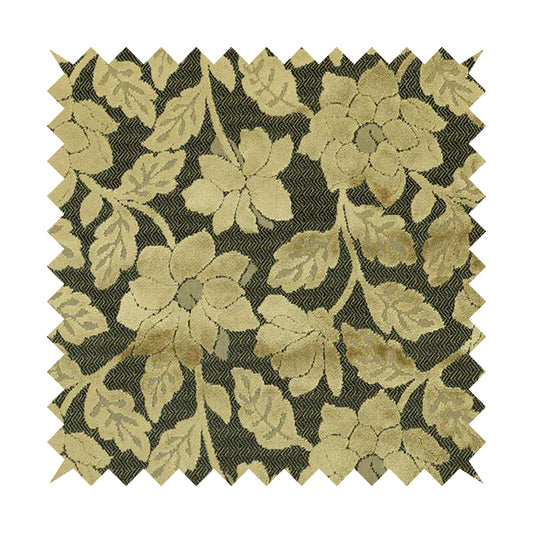 Floral Pattern In Golden Brown Velvet Material Furnishing Upholstery Fabric JO-1202