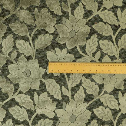 Floral Pattern In Silver Grey Velvet Material Furnishing Upholstery Fabric JO-1203 - Roman Blinds