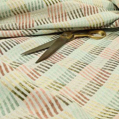 Multi Colour Geometric Stripe Pattern Upholstery Furnishing Fabric JO-1204 - Roman Blinds