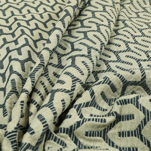 Horizontal Striped Pattern Blue Colour Chenille Furnishing Upholstery Fabric JO-1205 - Made To Measure Curtains