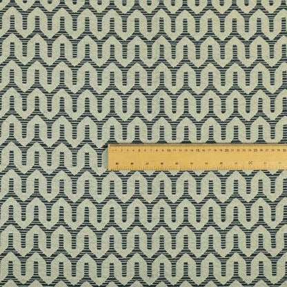 Horizontal Striped Pattern Blue Colour Chenille Furnishing Upholstery Fabric JO-1205 - Roman Blinds