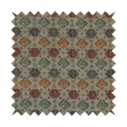 Grey Background With Multicolored Pattern Geometric Chenille Upholstery Fabric JO-1207 - Handmade Cushions