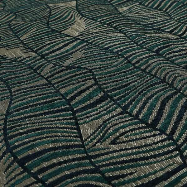 Wave Stripe Abstract Pattern Silver Blue Colour Chenille Upholstery Fabric JO-1209 - Handmade Cushions