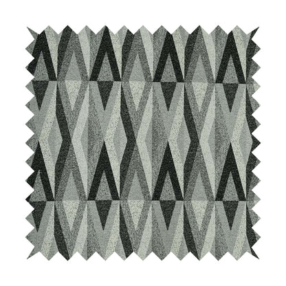 Saphira Black Grey Geometric Chevron Pattern Soft Chenille Upholstery Fabric JO-121 - Roman Blinds