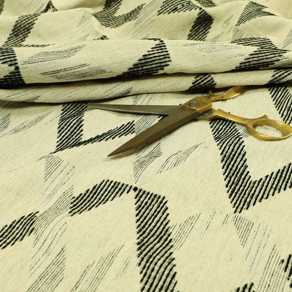 Uniform Theme Pattern Black Beige Colour Soft Chenille Furnishing Fabric JO-1212 - Made To Measure Curtains