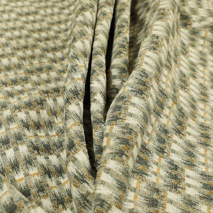 Grey Orange Abstract Pattern Woven Jacquard Soft Chenille Upholstery Fabric JO-1213