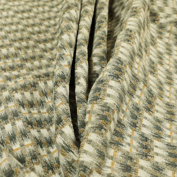 Grey Orange Abstract Pattern Woven Jacquard Soft Chenille Upholstery Fabric JO-1213 - Made To Measure Curtains