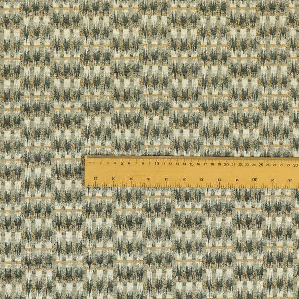 Grey Orange Abstract Pattern Woven Jacquard Soft Chenille Upholstery Fabric JO-1213