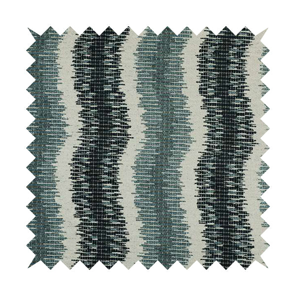 Blue Grey Colour Vertical Striped Pattern Soft Chenille Upholstery Fabric JO-1215 - Made To Measure Curtains