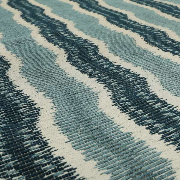 Blue Grey Colour Vertical Striped Pattern Soft Chenille Upholstery Fabric JO-1215