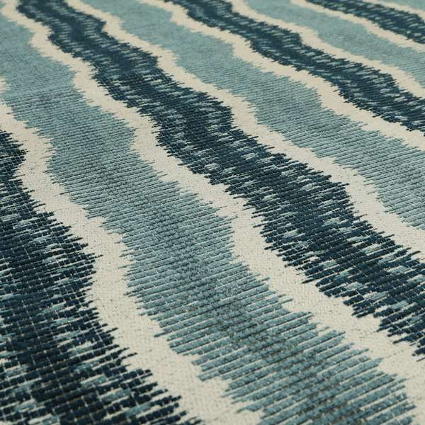 Blue Grey Colour Vertical Striped Pattern Soft Chenille Upholstery Fabric JO-1215 - Made To Measure Curtains