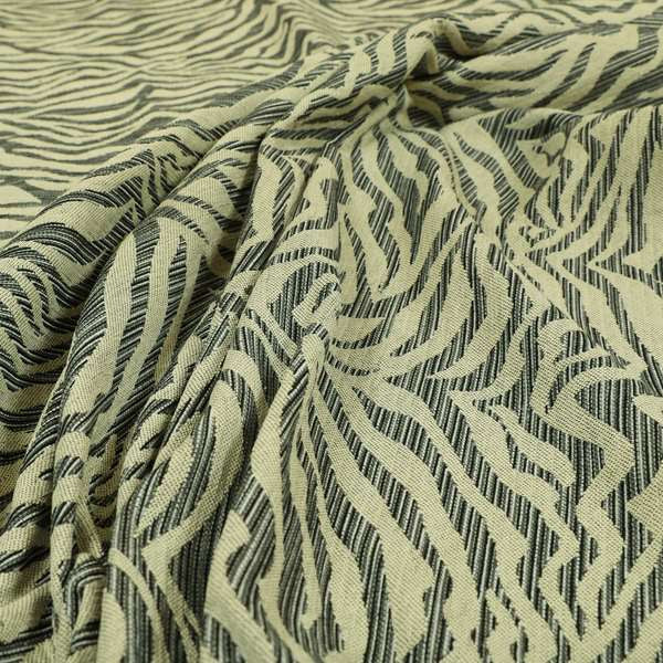 Animal Inspired Striped Zebra Pattern Grey Beige Colour Chenille Furnishing Upholstery Fabric JO-1216 - Made To Measure Curtains