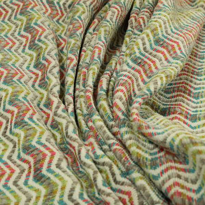 Multicoloured With Grey Main Colour Vertically Striped Chenille Furnishing Fabric JO-1217 - Made To Measure Curtains