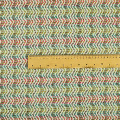 Multicoloured With Grey Main Colour Vertically Striped Chenille Furnishing Fabric JO-1217 - Roman Blinds