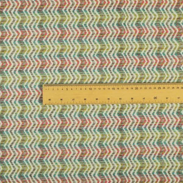 Multicoloured With Grey Main Colour Vertically Striped Chenille Furnishing Fabric JO-1217