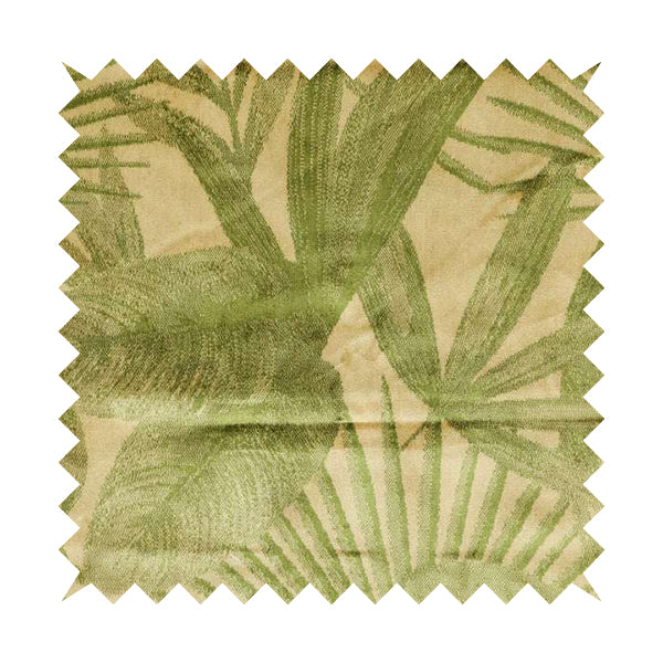 Jungle Floral Pattern Velvet Material Green Beige Upholstery Fabric JO-1220 - Roman Blinds