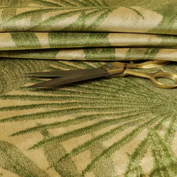 Jungle Floral Pattern Velvet Material Green Beige Upholstery Fabric JO-1220 - Made To Measure Curtains