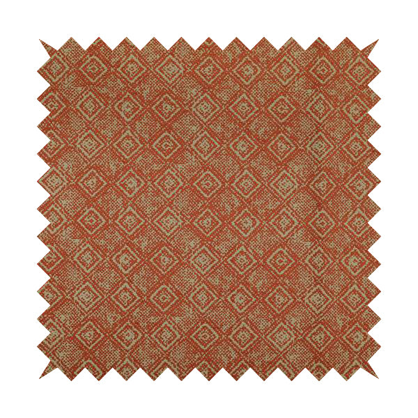 Terracotta Red Colour Tribal Theme Pattern Chenille Upholstery Fabrics JO-1221 - Made To Measure Curtains