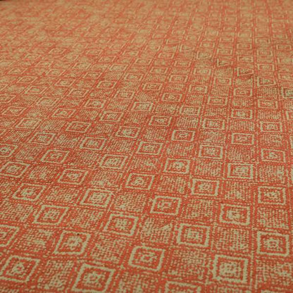 Terracotta Red Colour Tribal Theme Pattern Chenille Upholstery Fabrics JO-1221 - Made To Measure Curtains