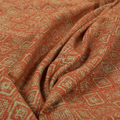 Terracotta Red Colour Tribal Theme Pattern Chenille Upholstery Fabrics JO-1221 - Made To Measure Curtains