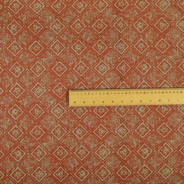 Terracotta Red Colour Tribal Theme Pattern Chenille Upholstery Fabrics JO-1221 - Roman Blinds