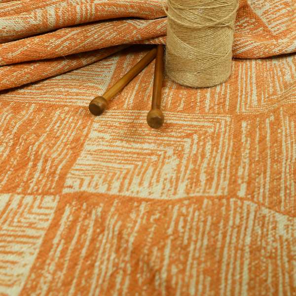 Orange Beige Colour Symmetrical Cubed Pattern Furnishing Upholstery Fabric JO-1223 - Roman Blinds