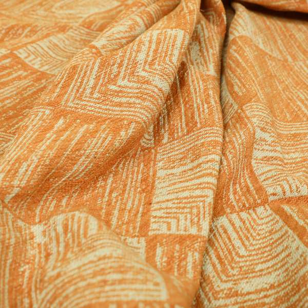 Orange Beige Colour Symmetrical Cubed Pattern Furnishing Upholstery Fabric JO-1223 - Roman Blinds